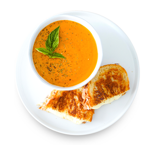 Tomato Basil Bisque + Triple Grilled Cheese
