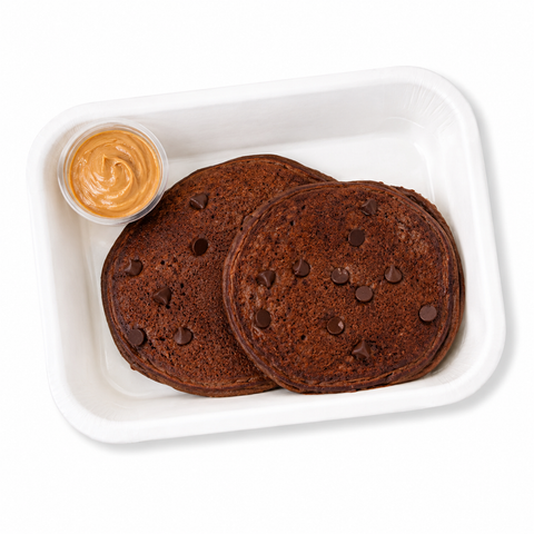 Peanut Butter Stuffed Chocolate Protein Pancakes