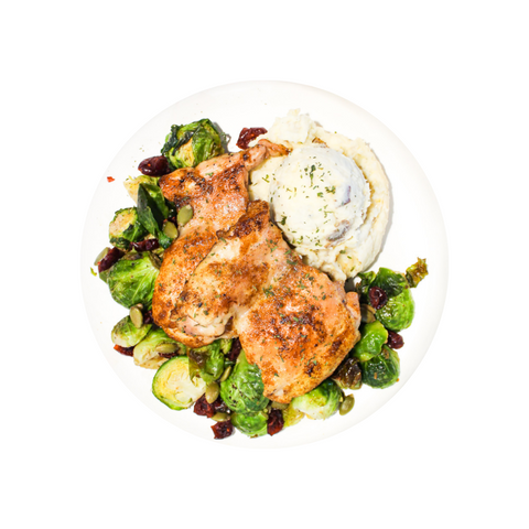 Chicken Thighs + Cranberry Brussels