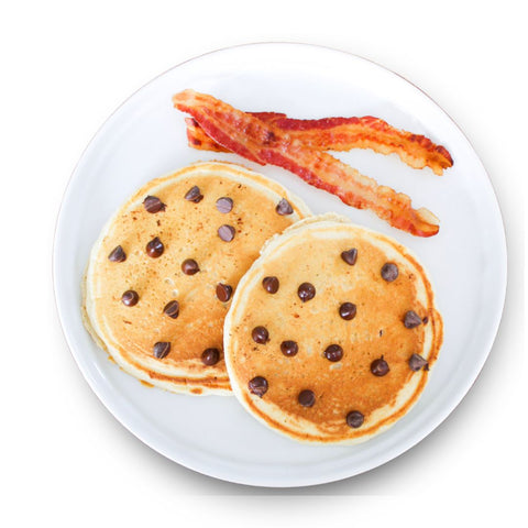 Chocolate Chip Pancakes + Bacon