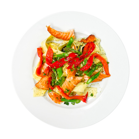 Crispy Wild-Caught Salmon + Lemon Pappardelle