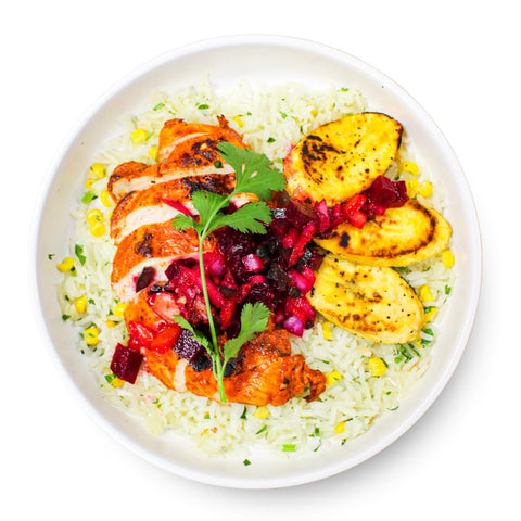 Chicken Plantain Bowl + Beet Pico