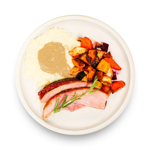 Maple Glazed Ham + Harvest Veggies