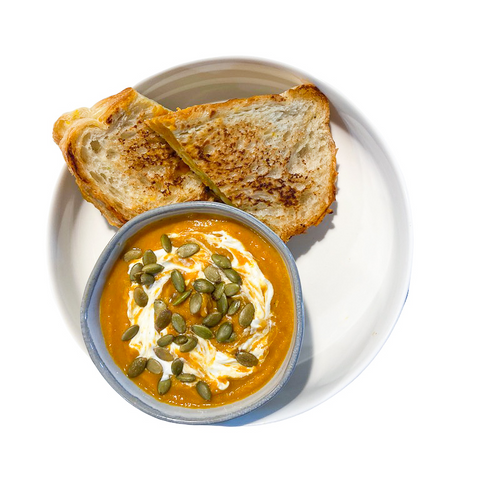 Pumpkin Soup + Grilled Cheese