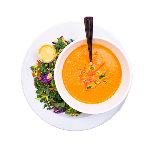 Pumpkin Soup + Harvest Kale Salad