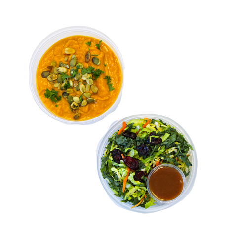 Pumpkin Soup + Harvest Kale Salad